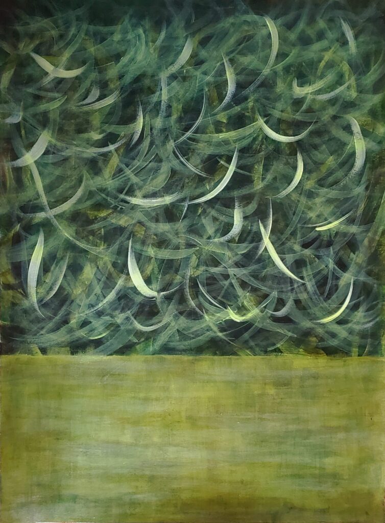 Verdant shade Acrylic on watercolor paper 30 by 22 inches/76 by 56 cm 2024