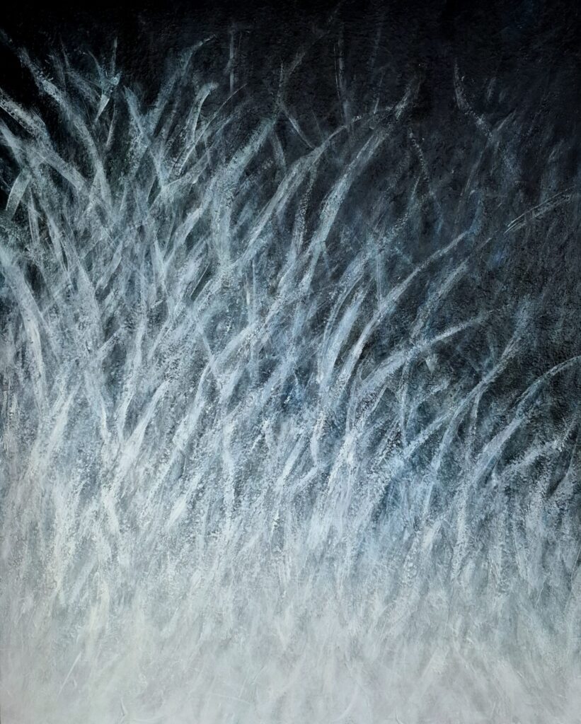 (Un)ravelling Acrylic on board. 30 by 24 inches/76 by 60 cm. 2025