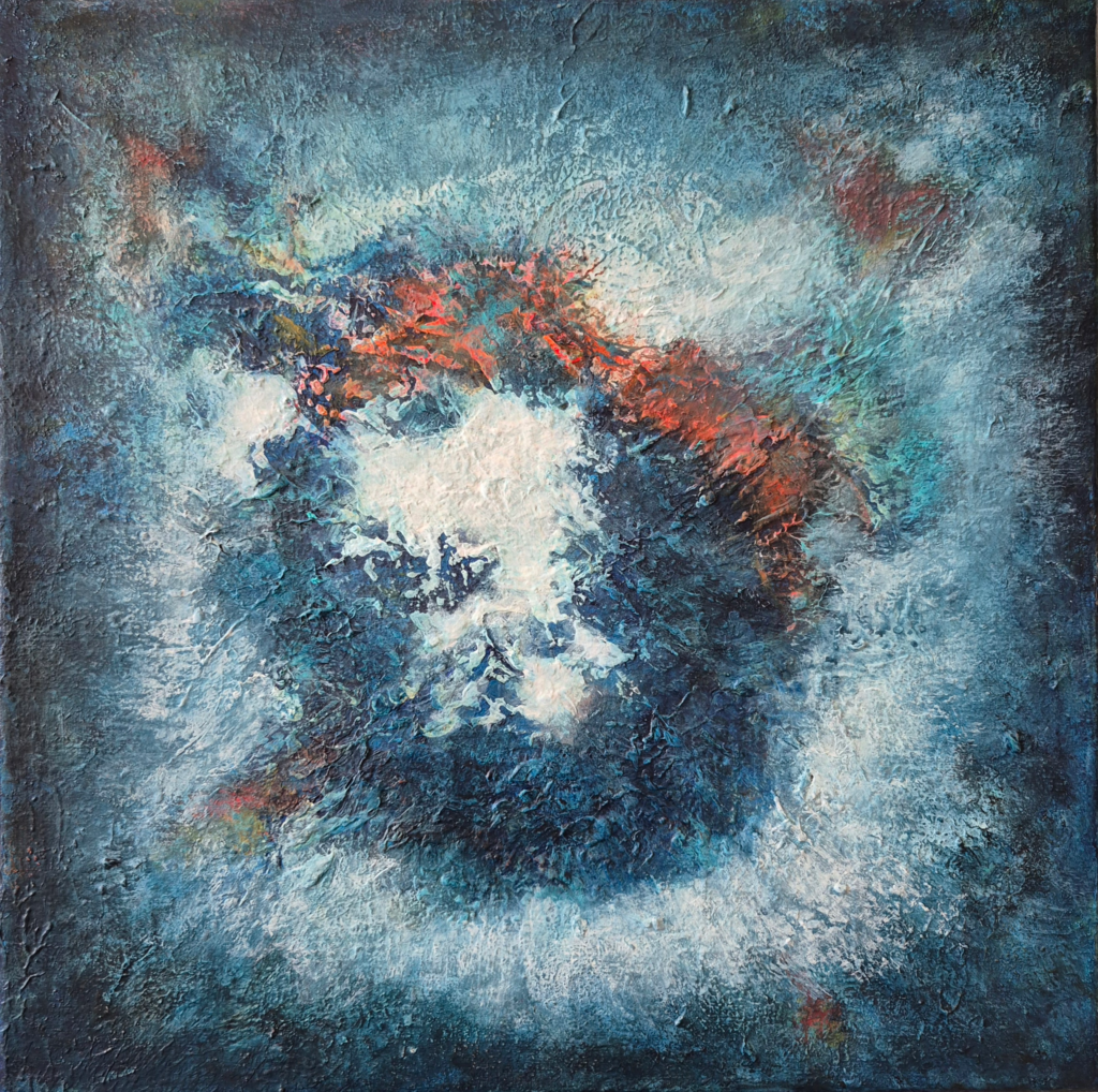 In process (2). Acrylic on canvas. 12 by 12 inches/30 by 30cm 2026