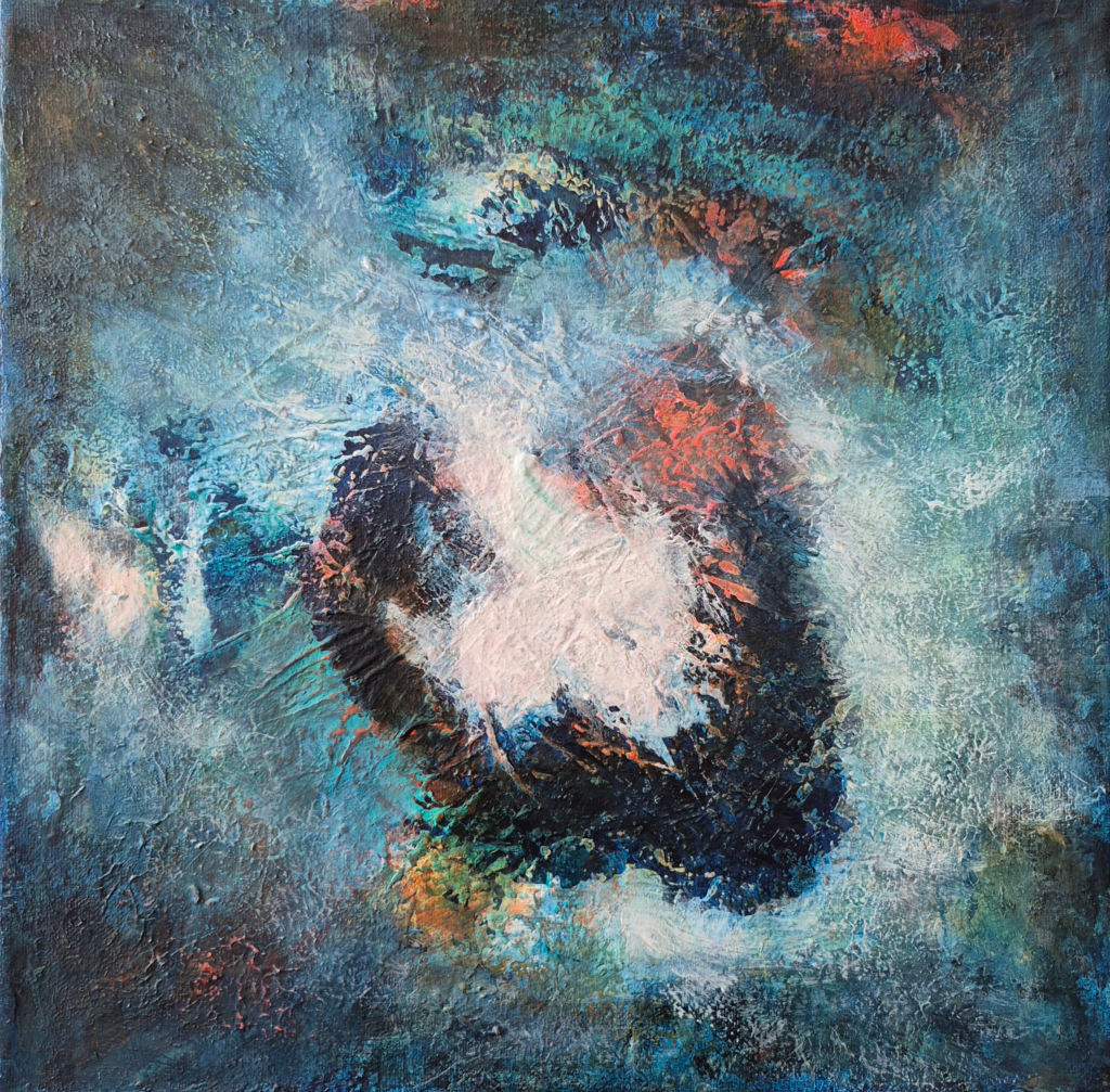 In process (1). Acrylic on canvas. 12 by 12 inches/30 by 30cm 2026