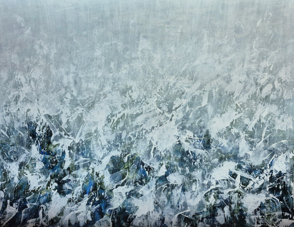 Rain Dancing. Acrylic on watercolor paper. 22 by 30 inches/56 by 76. 2026