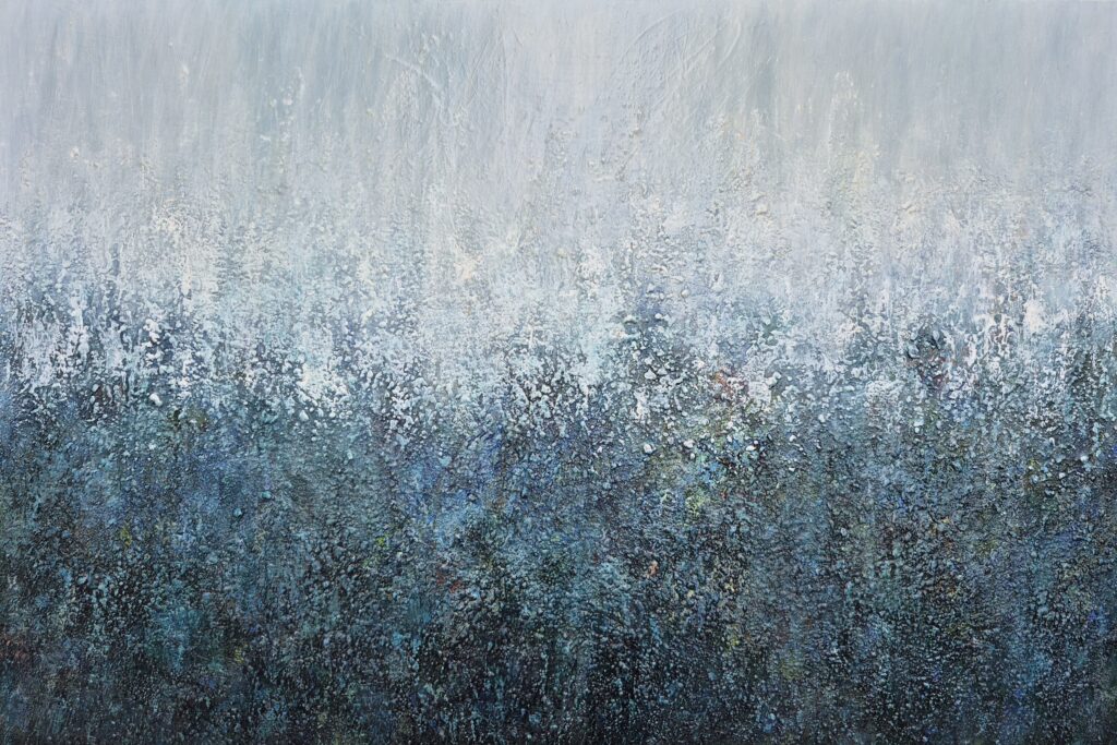 Precipitation. Acrylic on board. 24 by 36 inches/61 by 91.4 cm. 2026